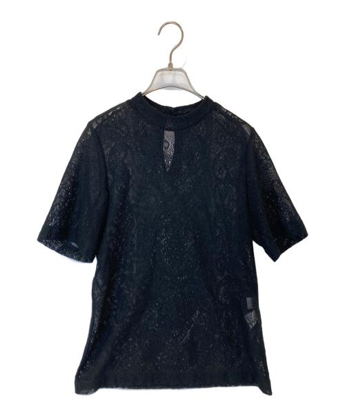 Mame Kurogouchi（マメクロゴウチ）Mame Kurogouchi (マメクロゴウチ) Curtain Lace Jacquard Jersey Top　MM21SS-JS004 ブラック サイズ:2の古着・服飾アイテム