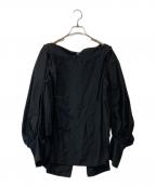 Mame Kurogouchiマメクロゴウチ）の古着「Floral Pattern Silk Rayon Jacquard Laced-Back Blouse　MM23PF-SH707 ブラウス」｜ブラック