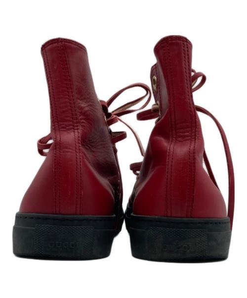 GUCCI（グッチ）GUCCI (グッチ) レザーハイカットスニーカー 111 6096 レッド サイズ:39 1/2の古着・服飾アイテム