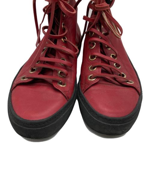 GUCCI（グッチ）GUCCI (グッチ) レザーハイカットスニーカー 111 6096 レッド サイズ:39 1/2の古着・服飾アイテム