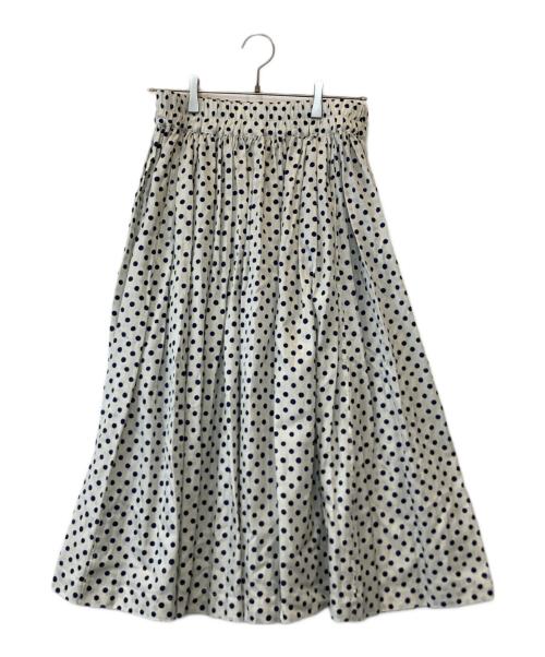 45R（フォーティファイブ・アール）45R (フォーティファイブ・アール) キュプラコットンドットプリントのスカート　70640342 ライトグレー×ネイビー サイズ:00 未使用品の古着・服飾アイテム
