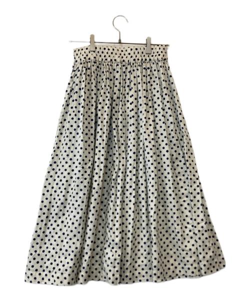 45R（フォーティファイブ・アール）45R (フォーティファイブ・アール) キュプラコットンドットプリントのスカート　70640342 ライトグレー×ネイビー サイズ:00 未使用品の古着・服飾アイテム