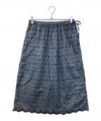 45Rフォーティファイブ・アール）の古着「綿麻ダンガリーのカットワークペチ スカート　70640032」｜インディゴ