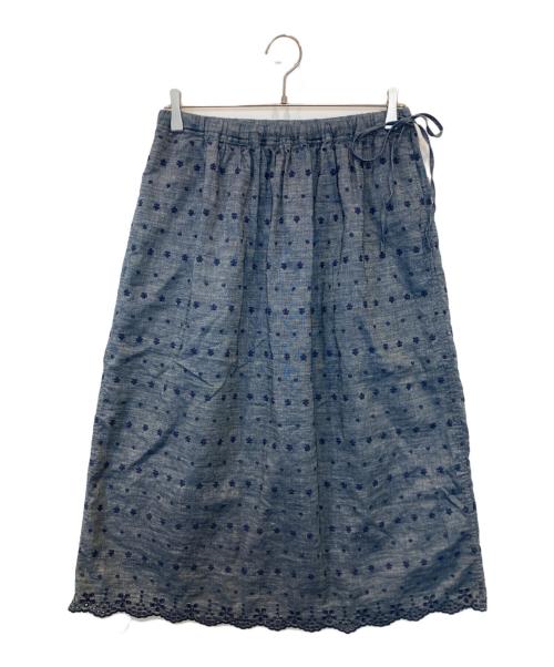 45R（フォーティファイブ・アール）45R (フォーティファイブ・アール) 綿麻ダンガリーのカットワークペチ スカート　70640032 インディゴ サイズ:FREEの古着・服飾アイテム