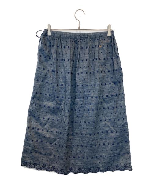 45R（フォーティファイブ・アール）45R (フォーティファイブ・アール) 綿麻ダンガリーのカットワークペチ スカート　70640032 インディゴ サイズ:FREEの古着・服飾アイテム