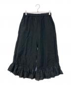 nest Robeネストローブ）の古着「リネンシアーフリルヘムパンツ　01243-1144」｜ブラック
