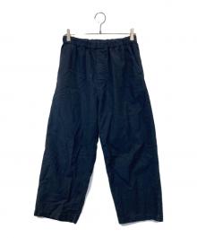 nest Robe（ネストローブ）の古着「【UpcycleLino】BASIC デニム混キャンバス超撥水ワイドパンツ　600243-7081」｜ネイビー