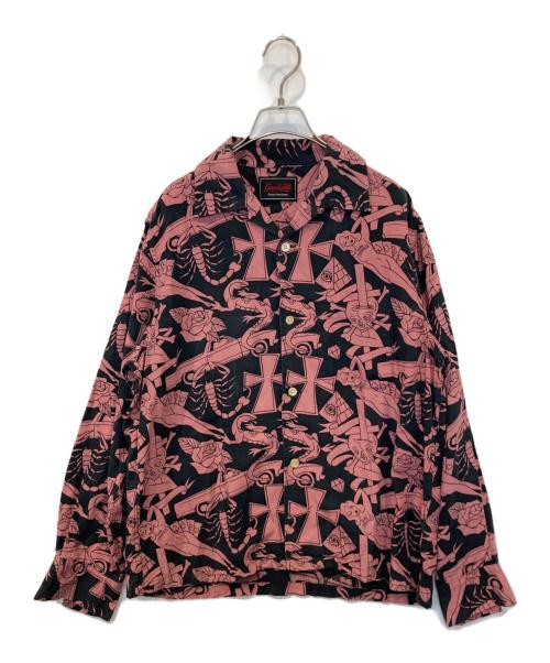 GANGSTERVILLE（ギャングスタービル）GANGSTERVILLE (ギャングスタービル) Arizona 66 L/S Shirts　GSV-23-AW-08 ピンク×ブラック サイズ:Sの古着・服飾アイテム