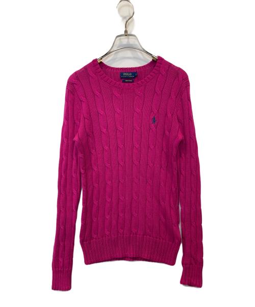 POLO RALPH LAUREN（ポロ・ラルフローレン）POLO RALPH LAUREN (ポロ・ラルフローレン) ケーブルニット ピンク サイズ:XSの古着・服飾アイテム