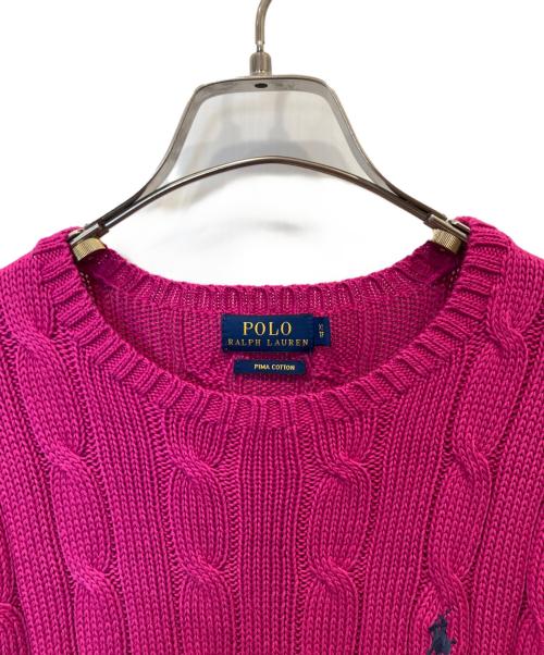 POLO RALPH LAUREN（ポロ・ラルフローレン）POLO RALPH LAUREN (ポロ・ラルフローレン) ケーブルニット ピンク サイズ:XSの古着・服飾アイテム