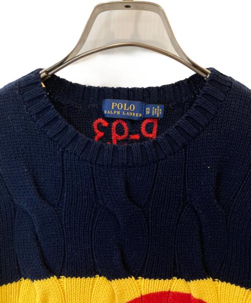 POLO RALPH LAUREN（ポロ・ラルフローレン）POLO RALPH LAUREN (ポロ・ラルフローレン) P-93 ケーブルニットセーター ネイビー サイズ:XSの古着・服飾アイテム