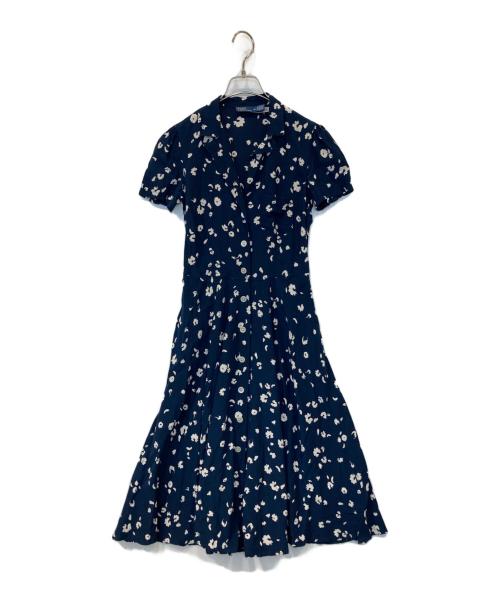 POLO RALPH LAUREN（ポロ・ラルフローレン）POLO RALPH LAUREN (ポロ・ラルフローレン) フローラル クレープ ショートスリーブ ドレス ネイビー サイズ:00の古着・服飾アイテム