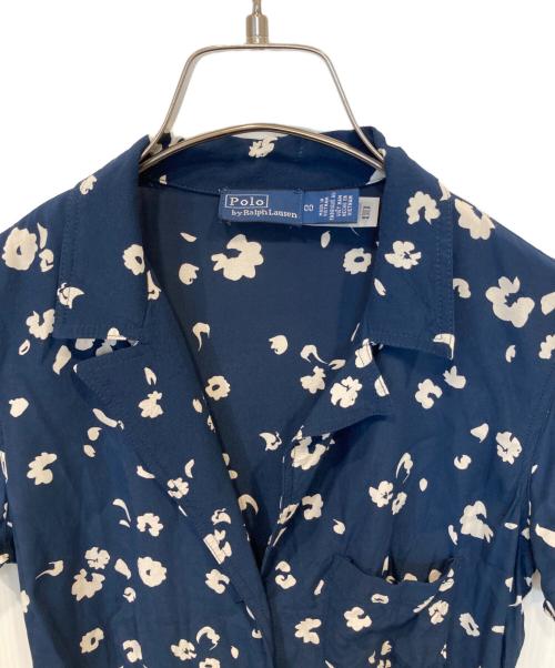 POLO RALPH LAUREN（ポロ・ラルフローレン）POLO RALPH LAUREN (ポロ・ラルフローレン) フローラル クレープ ショートスリーブ ドレス ネイビー サイズ:00の古着・服飾アイテム