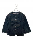BURBERRY LONDONバーバリーロンドン）の古着「ノーカラーペプラムジャケット　FCD30-466-09　FCD30-466-09」｜ブラック