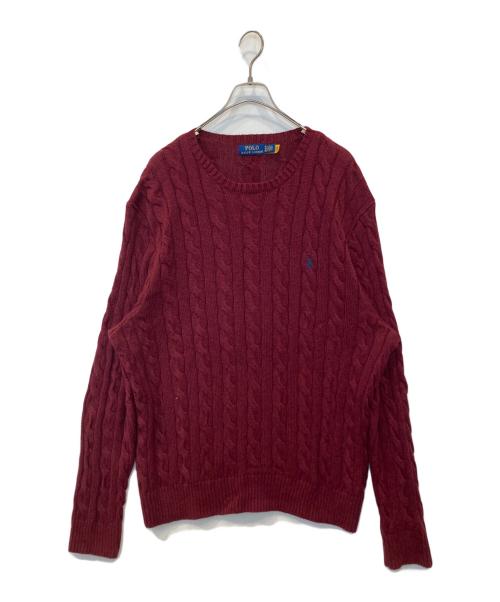 POLO RALPH LAUREN（ポロ・ラルフローレン）POLO RALPH LAUREN (ポロ・ラルフローレン) ケーブルニット レッド サイズ:XLの古着・服飾アイテム