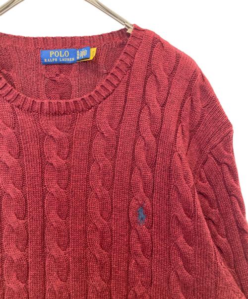 POLO RALPH LAUREN（ポロ・ラルフローレン）POLO RALPH LAUREN (ポロ・ラルフローレン) ケーブルニット レッド サイズ:XLの古着・服飾アイテム