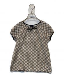 BURBERRY LONDON（バーバリーロンドン）の古着「ノバチェックフレンチスリーブカットソー　BP143-430」｜ベージュ