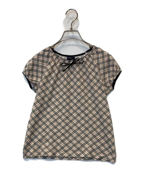BURBERRY LONDON（バーバリーロンドン）BURBERRY LONDON (バーバリーロンドン) ノバチェックフレンチスリーブカットソー　BP143-430 ベージュ サイズ:150Aの古着・服飾アイテム