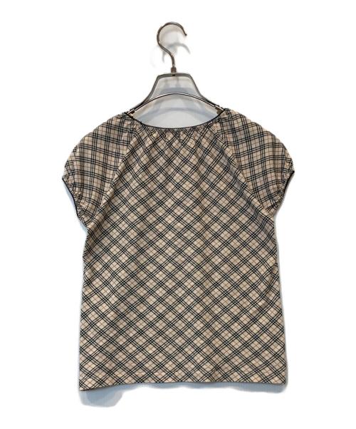 BURBERRY LONDON（バーバリーロンドン）BURBERRY LONDON (バーバリーロンドン) ノバチェックフレンチスリーブカットソー　BP143-430 ベージュ サイズ:150Aの古着・服飾アイテム