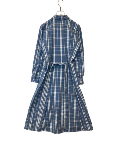 POLO RALPH LAUREN（ポロ・ラルフローレン）POLO RALPH LAUREN (ポロ・ラルフローレン) チェック コットン ツイル Aライン シャツドレス S#0200018065 ブルーの古着・服飾アイテム