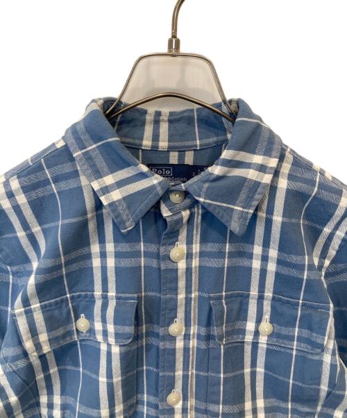 POLO RALPH LAUREN（ポロ・ラルフローレン）POLO RALPH LAUREN (ポロ・ラルフローレン) チェック コットン ツイル Aライン シャツドレス S#0200018065 ブルーの古着・服飾アイテム