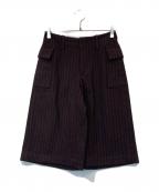 45rpm45アールピーエム）の古着「7分丈ウールストライプカーゴパンツ」｜ブラウン