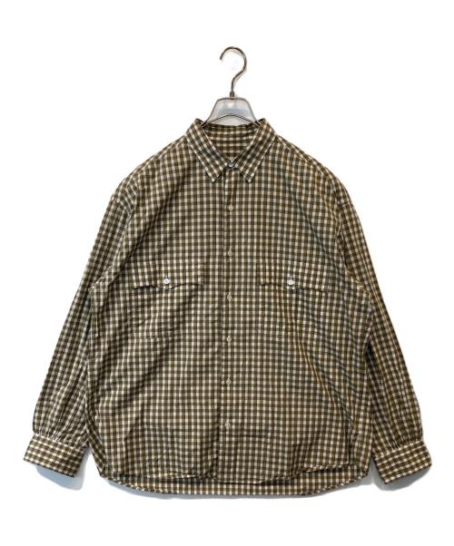 Porter Classic（ポータークラシック）Porter Classic (ポータークラシック) ROLL UP GINGHAM CHECK SHIRT カーキ サイズ:Lの古着・服飾アイテム