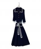 GRACE CLASSグレースクラス）の古着「ニットバイカラーワンピース 02231 33103-00」｜ネイビー