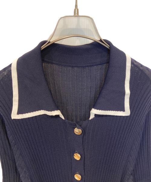 GRACE CLASS（グレースクラス）GRACE CLASS (グレースクラス) ニットバイカラーワンピース 02231 33103-00 ネイビー サイズ:36の古着・服飾アイテム