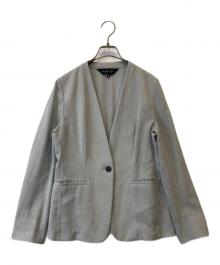 INDIVI（インディヴィ）の古着「トリアセテート混ノーカラーVジャケット」｜グレー