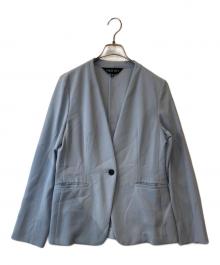 INDIVI（インディヴィ）の古着「トリアセテート混ノーカラーVジャケット」｜ブルー