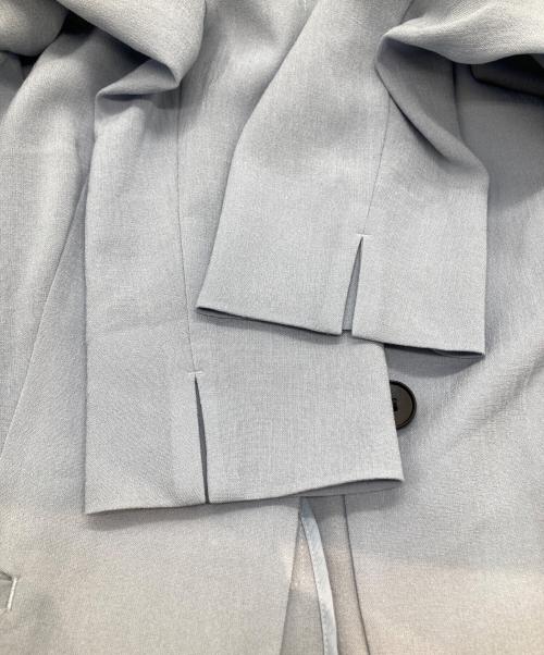 INDIVI（インディヴィ）INDIVI (インディヴィ) トリアセテート混ノーカラーVジャケット ブルー サイズ:40の古着・服飾アイテム