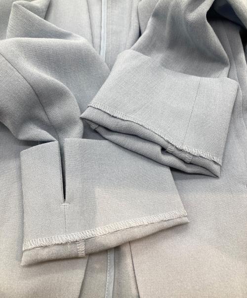 INDIVI（インディヴィ）INDIVI (インディヴィ) トリアセテート混ノーカラーVジャケット ブルー サイズ:40の古着・服飾アイテム