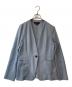 INDIVI（インディヴィ）の古着「トリアセテート混ノーカラーVジャケット」｜ブルー