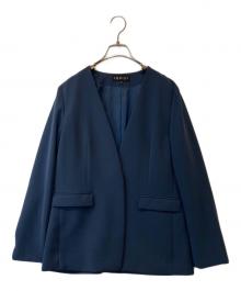 INDIVI（インディヴィ）の古着「ストレッチ ノーカラージャケット」｜ネイビー