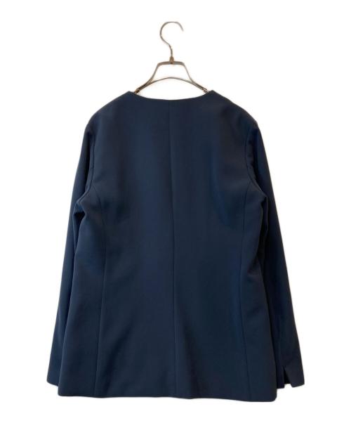 INDIVI（インディヴィ）INDIVI (インディヴィ) ストレッチ ノーカラージャケット ネイビー サイズ:40の古着・服飾アイテム