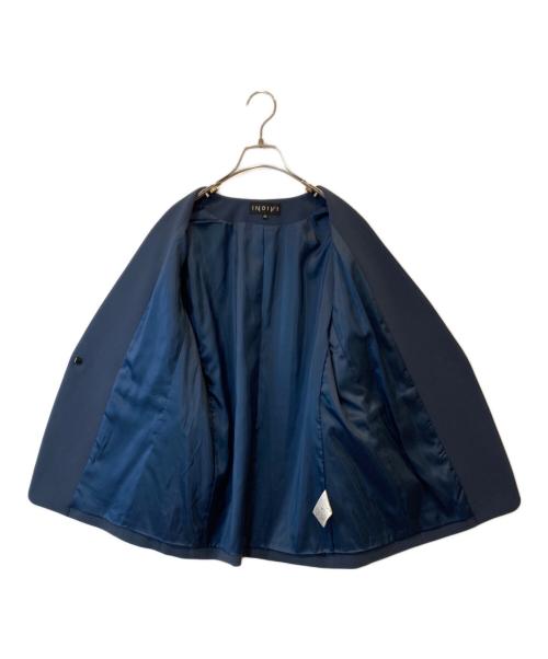 INDIVI（インディヴィ）INDIVI (インディヴィ) ストレッチ ノーカラージャケット ネイビー サイズ:40の古着・服飾アイテム
