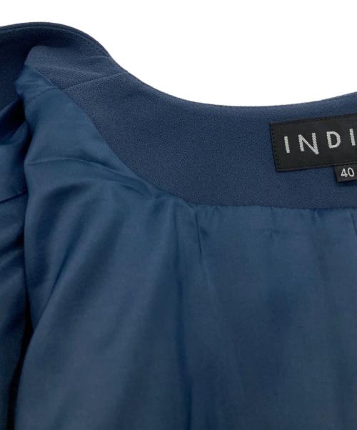 INDIVI（インディヴィ）INDIVI (インディヴィ) ストレッチ ノーカラージャケット ネイビー サイズ:40の古着・服飾アイテム
