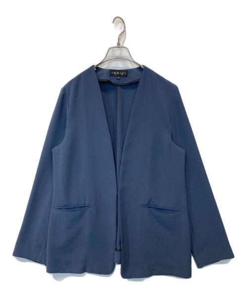 INDIVI（インディヴィ）INDIVI (インディヴィ) ノーカラージャケット パープル サイズ:40の古着・服飾アイテム