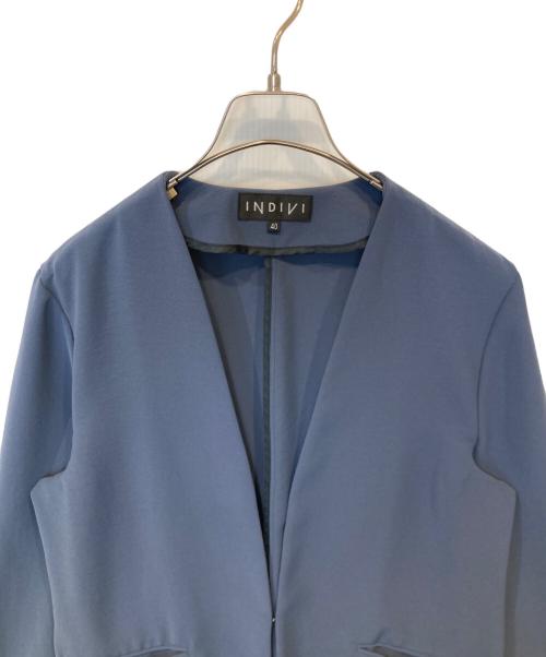 INDIVI（インディヴィ）INDIVI (インディヴィ) ノーカラージャケット パープル サイズ:40の古着・服飾アイテム