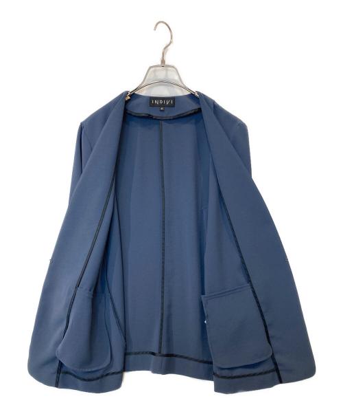 INDIVI（インディヴィ）INDIVI (インディヴィ) ノーカラージャケット パープル サイズ:40の古着・服飾アイテム