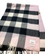 BURBERRY LONDONバーバリーロンドン）の古着「カシミヤマフラー」｜ブラック×ライトピンク