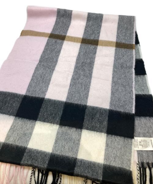 BURBERRY LONDON（バーバリーロンドン）BURBERRY LONDON (バーバリーロンドン) カシミヤマフラー ブラック×ライトピンク サイズ:200×36cmの古着・服飾アイテム