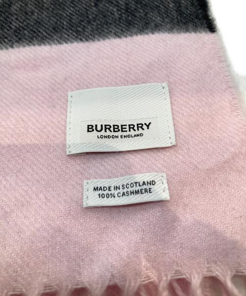 BURBERRY LONDON（バーバリーロンドン）BURBERRY LONDON (バーバリーロンドン) カシミヤマフラー ブラック×ライトピンク サイズ:200×36cmの古着・服飾アイテム