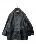 YOKEヨーク）の古着「Cut-Off Leather Car Coat　YK22AW0401C」｜ブラック