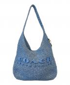 COACHコーチ）の古着「STRAW BROOKLYN SHOULDER BAG A25201 バッグ」｜スカイブルー