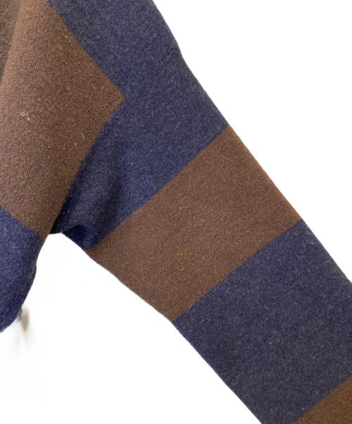 45R（フォーティファイブ・アール）45R (フォーティファイブ・アール) フロート二重天竺ボーダーワンピース 7125009 ネイビー×ブラウンの古着・服飾アイテム