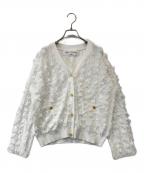 Rie millerリエ ミラー）の古着「カットジャガード金ボタンカーディガン 5-0037-1-02-001」｜ホワイト