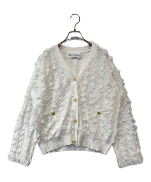 Rie miller（リエ ミラー）Rie miller (リエ ミラー) カットジャガード金ボタンカーディガン 5-0037-1-02-001 ホワイト サイズ:38の古着・服飾アイテム