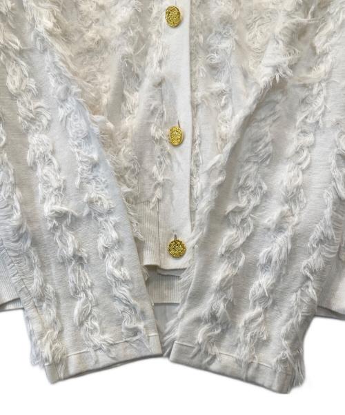 Rie miller（リエ ミラー）Rie miller (リエ ミラー) カットジャガード金ボタンカーディガン 5-0037-1-02-001 ホワイト サイズ:38の古着・服飾アイテム
